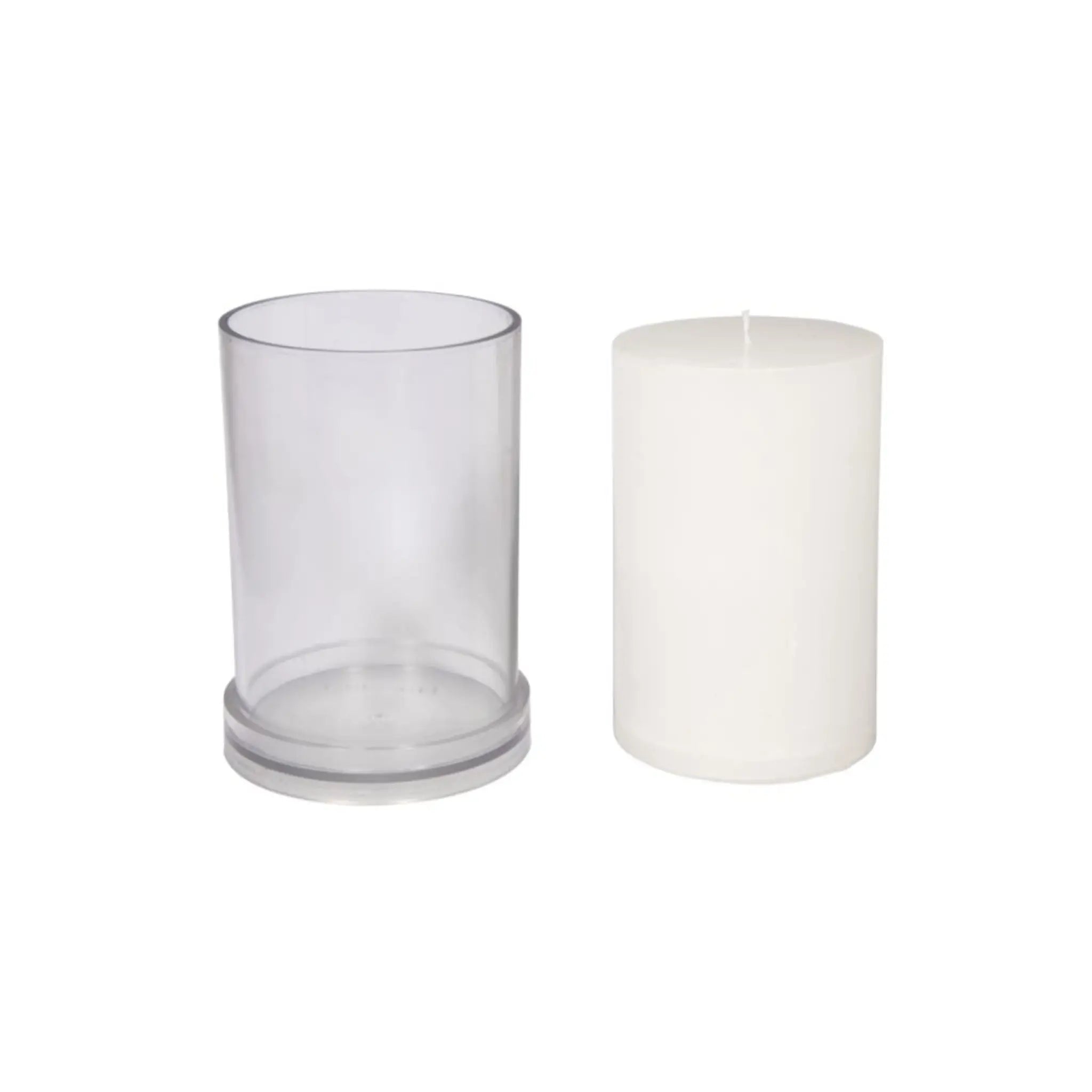 gegossene Kerze mit Gießform zylindrisch