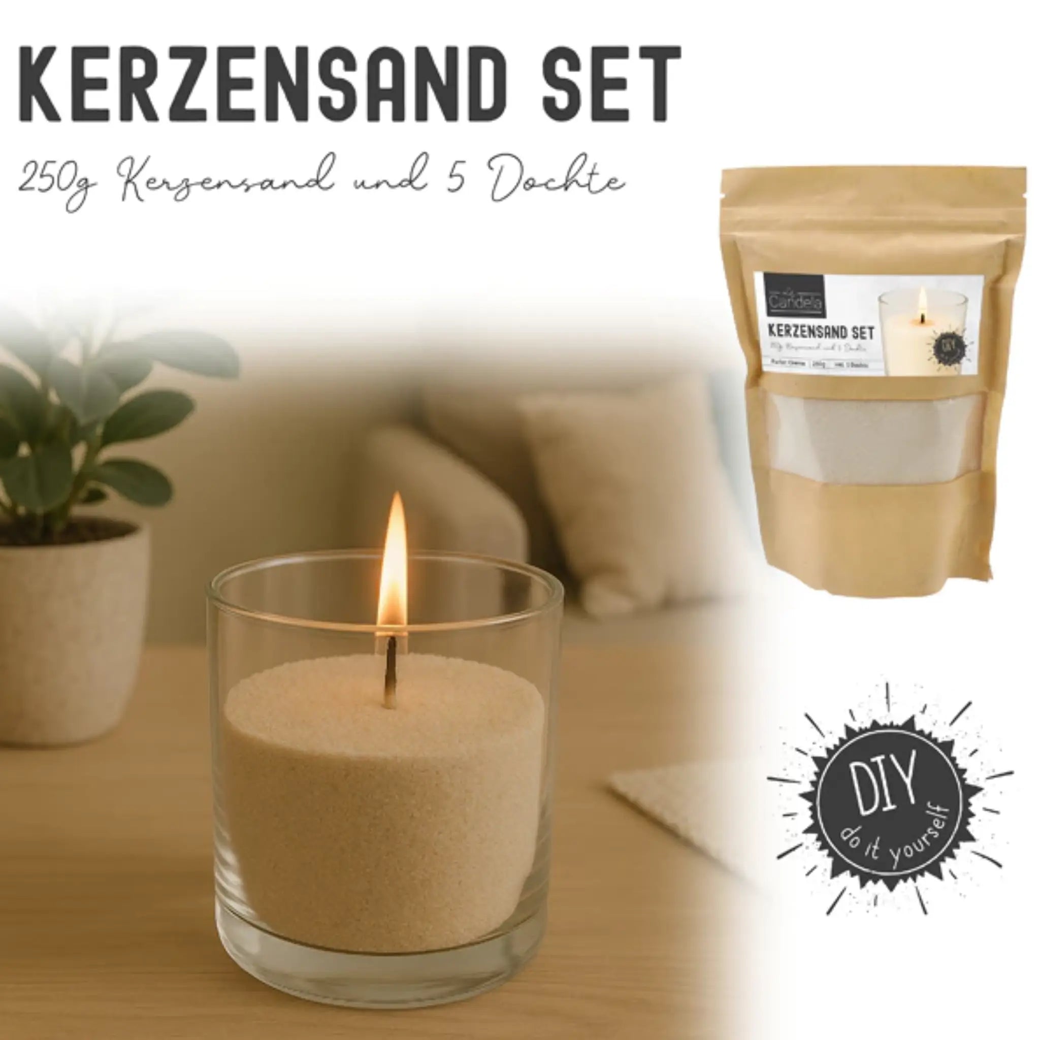 Kerzensand und Dochte Set verschiedene Farben