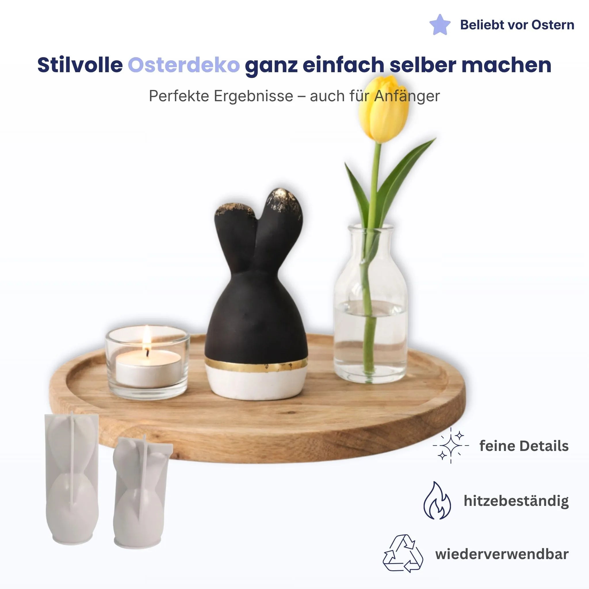 Silikon Gießform Hase (2er Set) – Osterdeko einfach selber machen