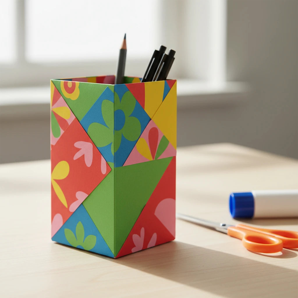 Tonpapier Stiftehalter bunt