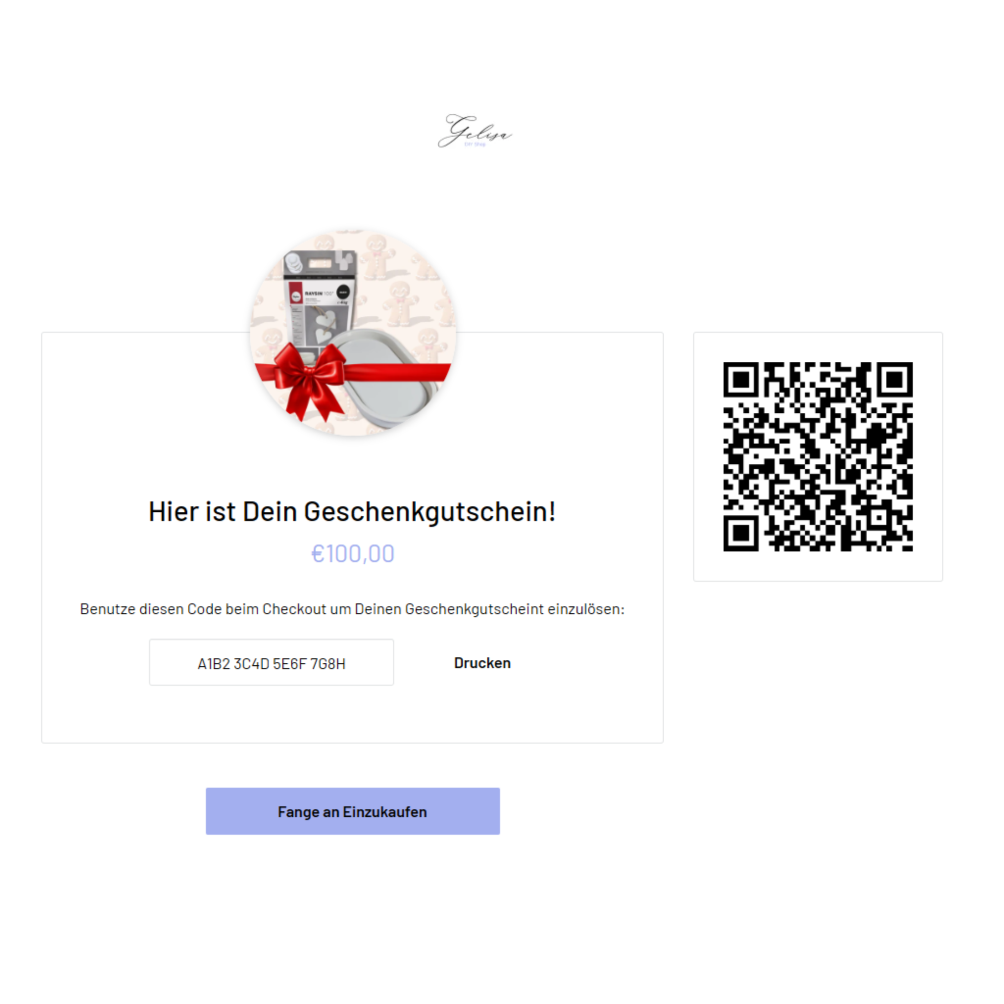 Gelisa- Gutschein digital zum selbst ausdrucken 10€, 25€, 50€ und 100€