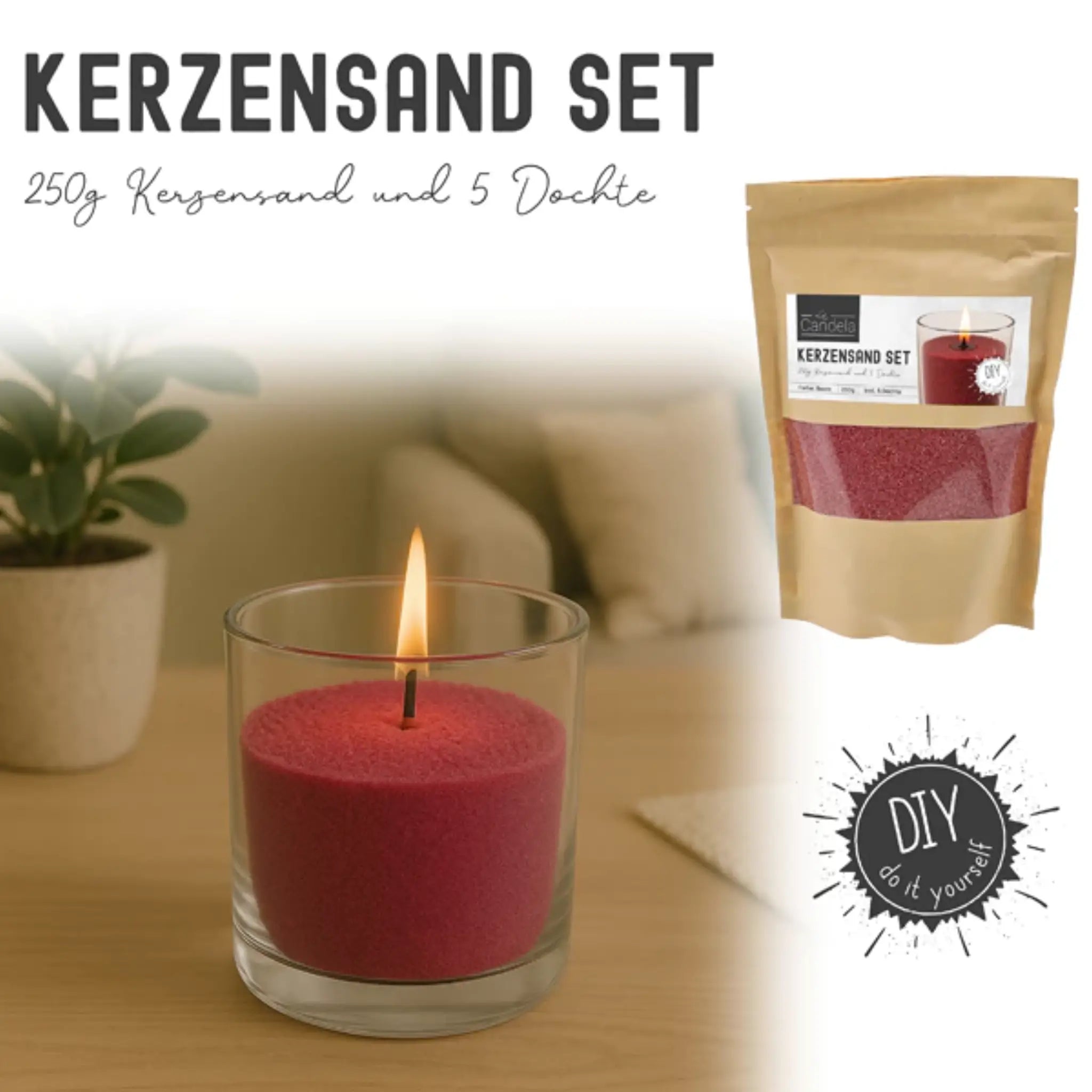 Kerzensand und Dochte Set verschiedene Farben