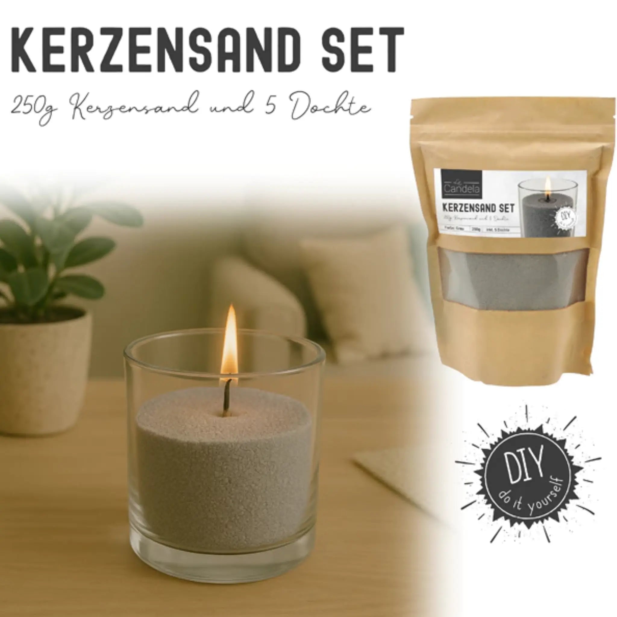 Kerzensand und Dochte Set verschiedene Farben