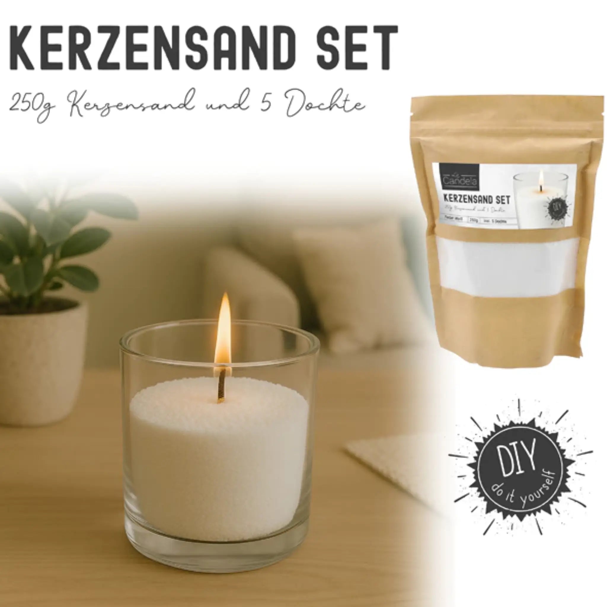 Kerzensand und Dochte Set verschiedene Farben