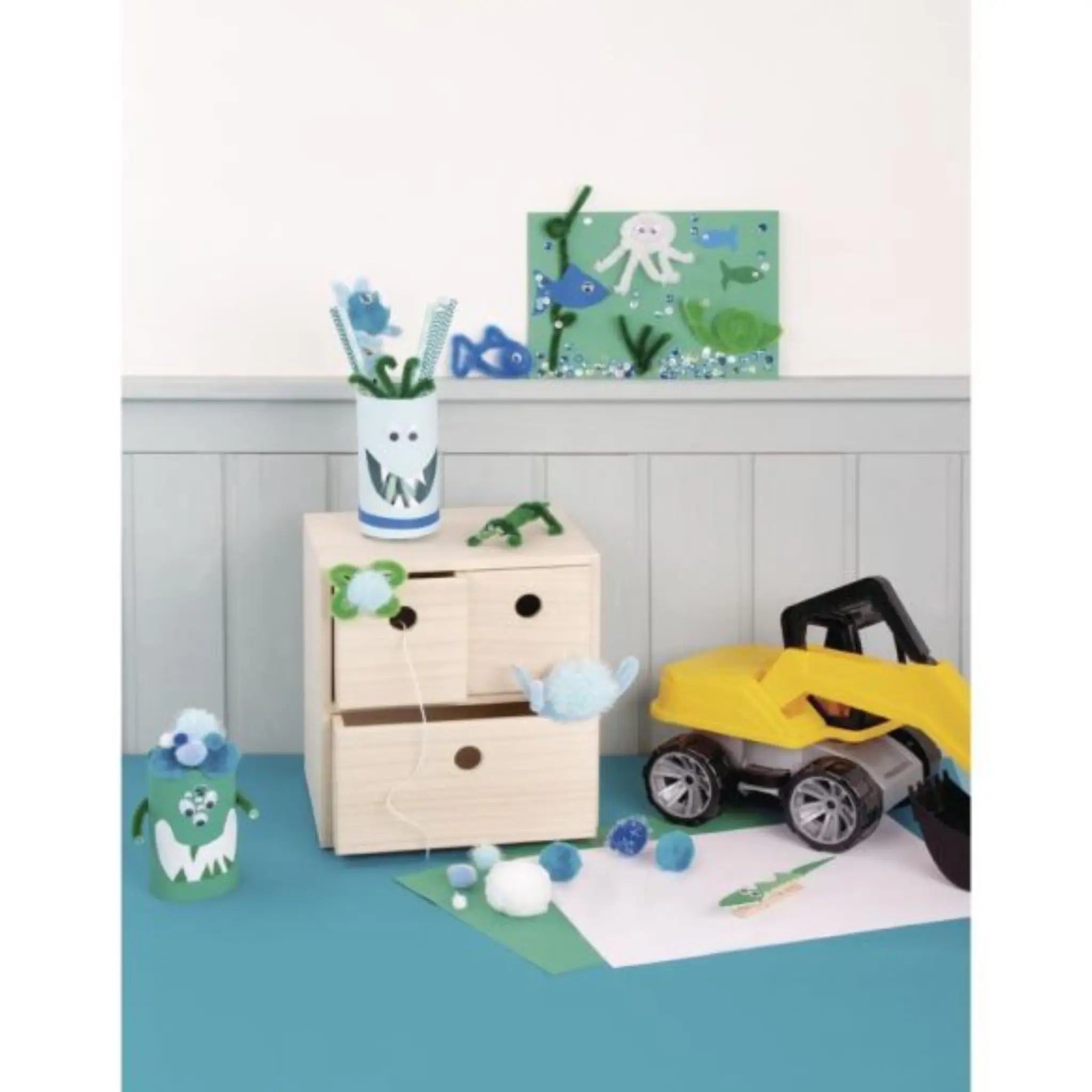 Basteln mit Kiindern Bastelbox Blau